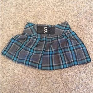 🔵 Blue and Black Plaid Skirt